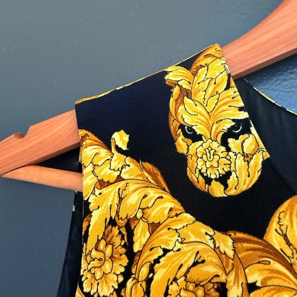 Versace Collection size 4 (44) EUC Black Midi Dress with Gold leopard- classic! - Picture 6 of 17